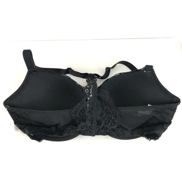 Auden Bra The Radiant Plunge Push-Up Lace Front Closure Lace Overlay Black 32D - Picture 2 of 5